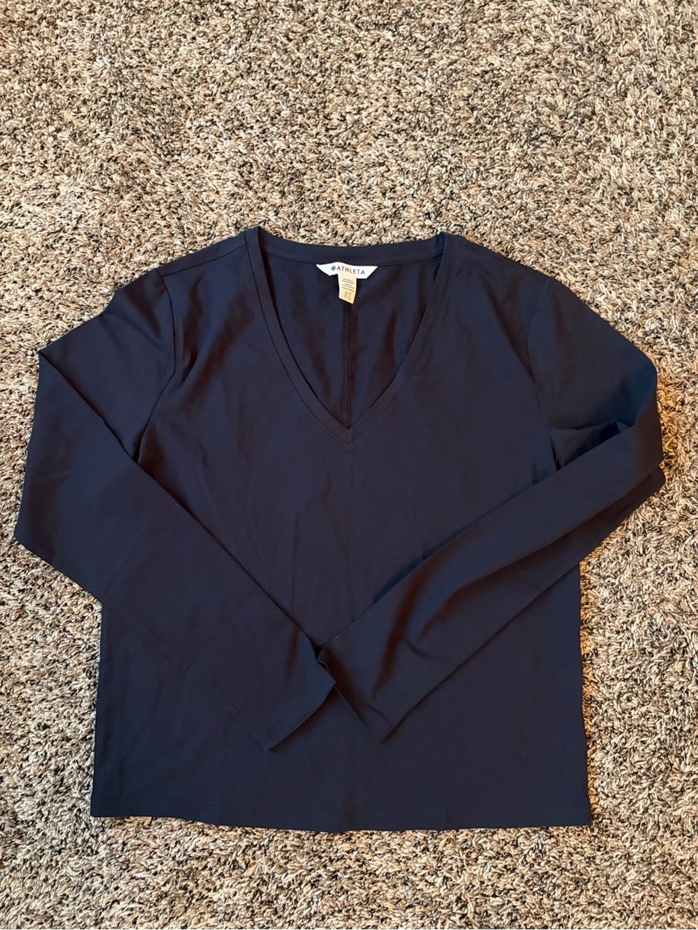 Athleta Dark Navy V-Neck Long Sleeve Top